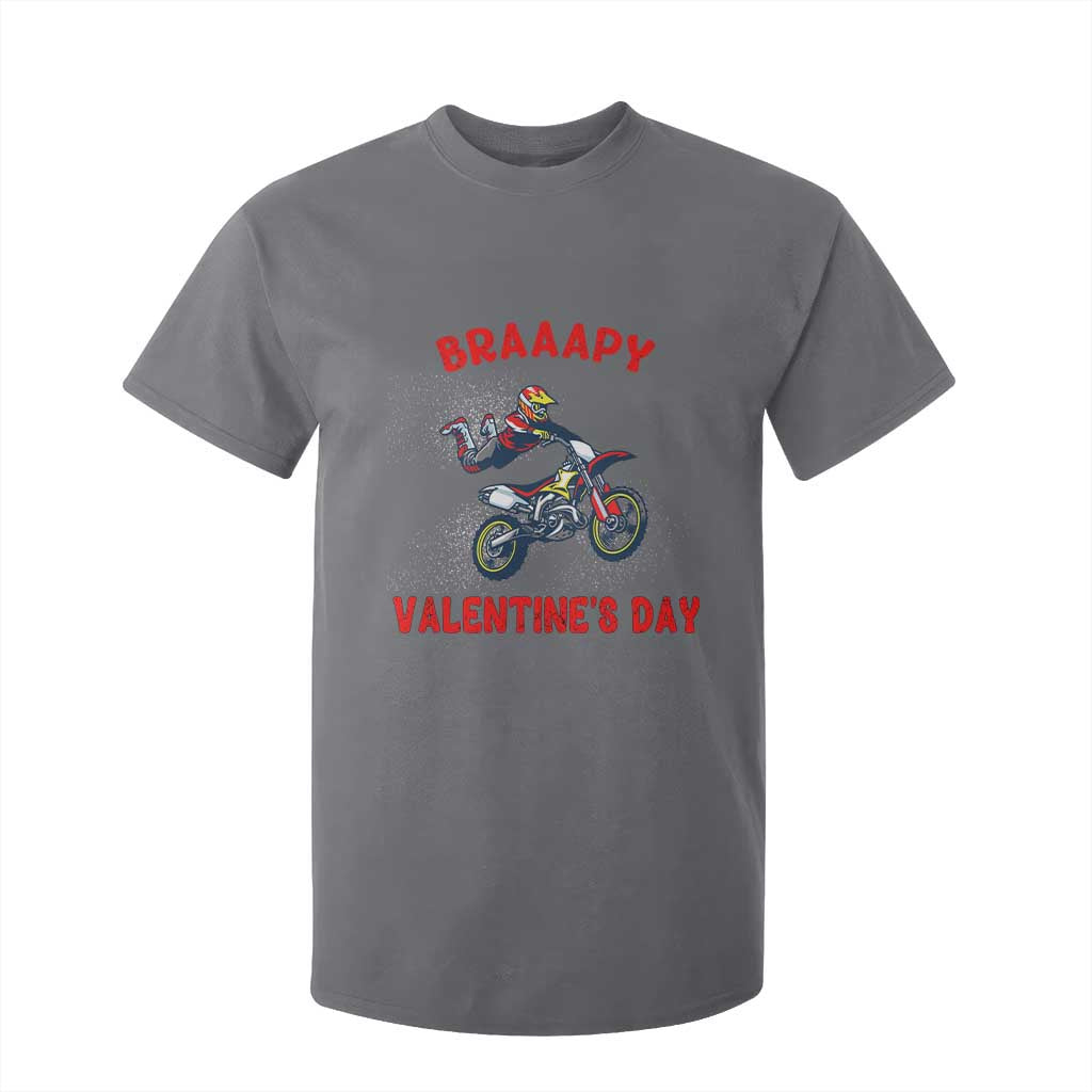 Braaapy Valentines Day Motocross Dirt Bikes T Shirt For Kid TS10 Charcoal Print Your Wear