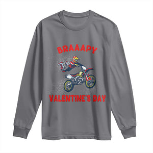 Braaapy Valentines Day Motocross Dirt Bikes Long Sleeve Shirt TS10 Charcoal Print Your Wear