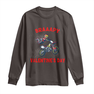 Braaapy Valentines Day Motocross Dirt Bikes Long Sleeve Shirt TS10 Dark Chocolate Print Your Wear