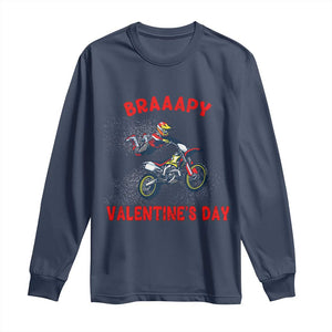 Braaapy Valentines Day Motocross Dirt Bikes Long Sleeve Shirt TS10 Navy Print Your Wear