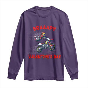 Braaapy Valentines Day Motocross Dirt Bikes Long Sleeve Shirt TS10 Purple Print Your Wear