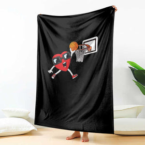 Basketball Valentines Throw Blanket Cute Red Heart Playing Basketball Player Team Boys TS10 Print Your Wear