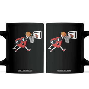 Basketball Valentines Coffee Mug Cute Red Heart Playing Basketball Player Team Boys TS10 Black Print Your Wear