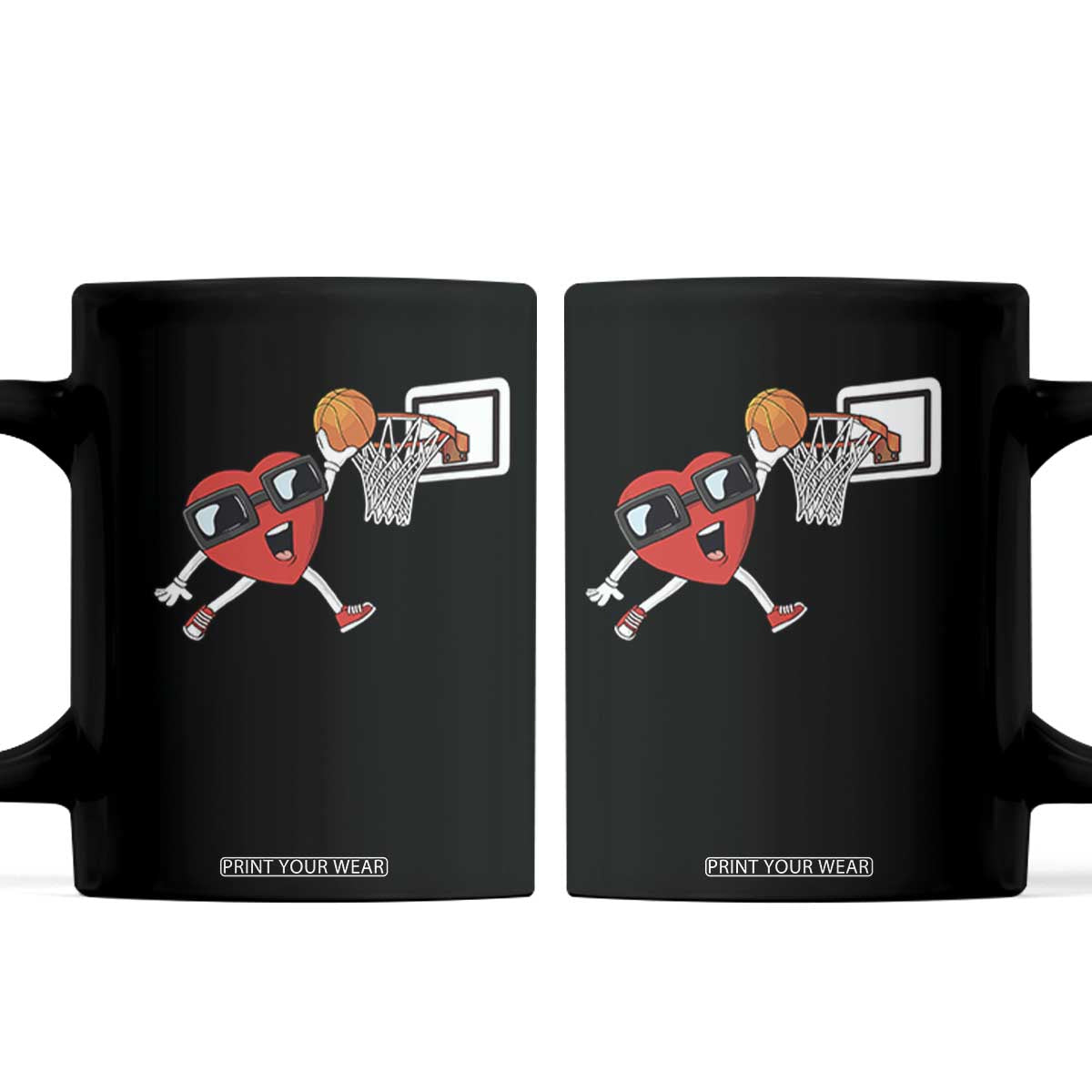 Basketball Valentines Coffee Mug Cute Red Heart Playing Basketball Player Team Boys TS10 Black Print Your Wear