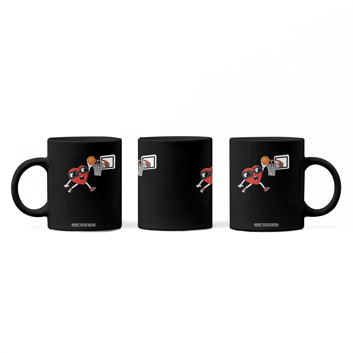 Basketball Valentines Coffee Mug Cute Red Heart Playing Basketball Player Team Boys TS10 Print Your Wear