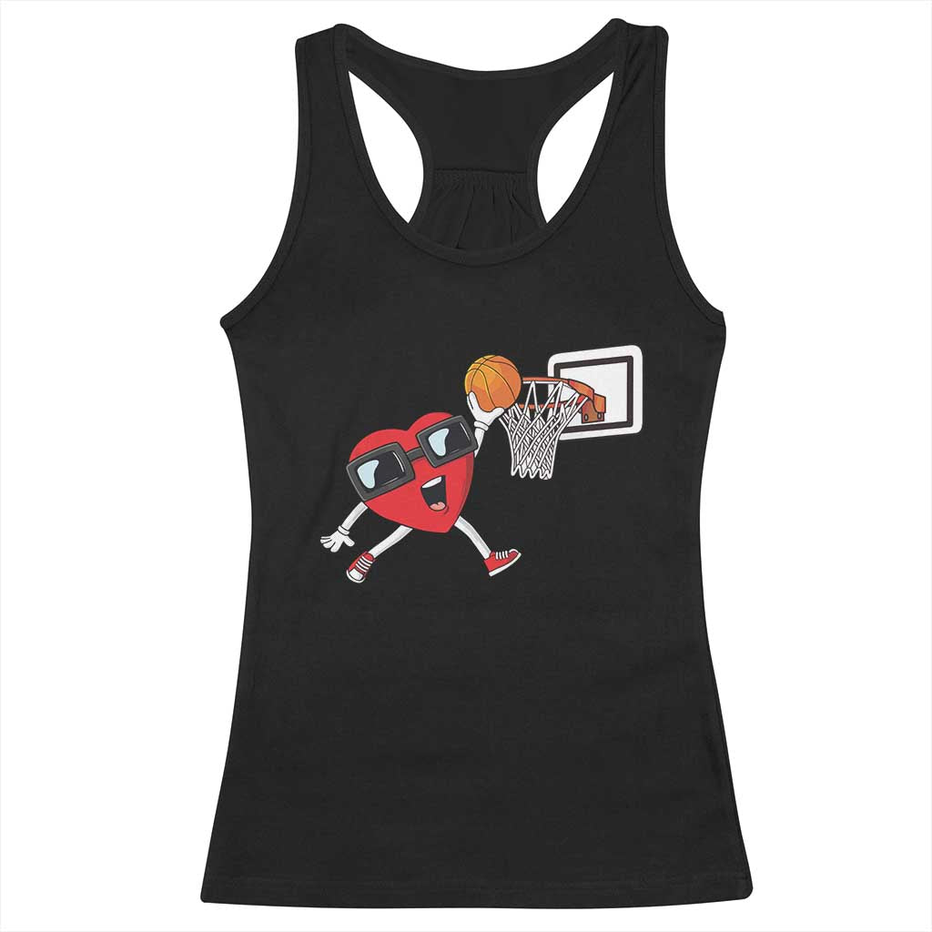 Basketball Valentines Racerback Tank Top Cute Red Heart Playing Basketball Player Team Boys TS10 Black Print Your Wear
