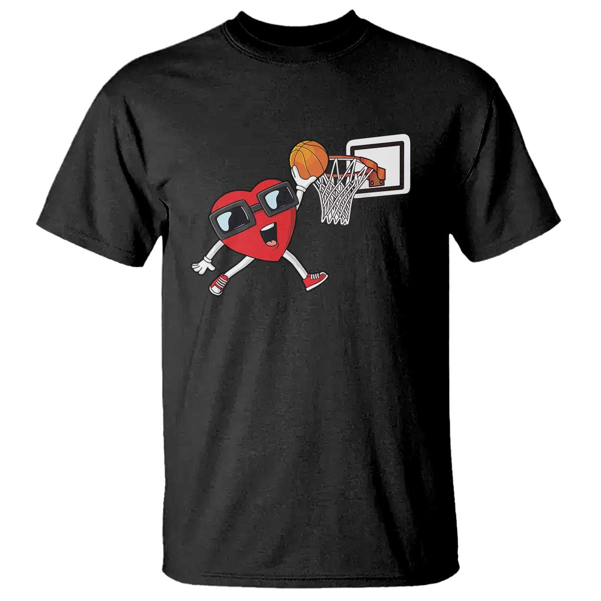 Basketball Valentines T Shirt - Cute Red Heart Playing Basketball Player Team Boys Gift Tee TS10 Black Print Your Wear