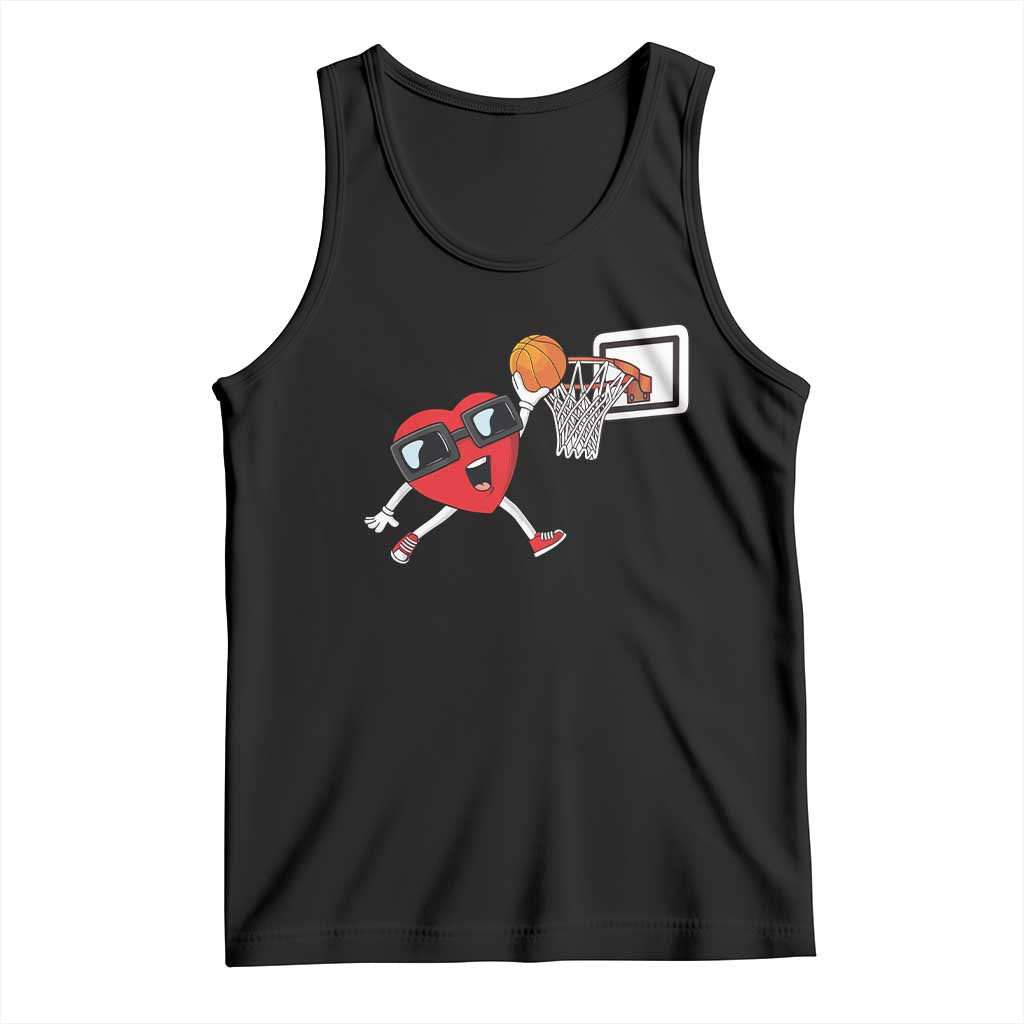 Basketball Valentines Tank Top Cute Red Heart Playing Basketball Player Team Boys TS10 Black Print Your Wear