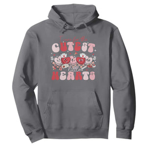 Nurse Valentine Gift Hoodie Care For Cutest Little Hearts TS10 Charcoal Print Your Wear