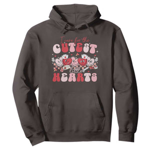 Nurse Valentine Gift Hoodie Care For Cutest Little Hearts TS10 Dark Chocolate Print Your Wear