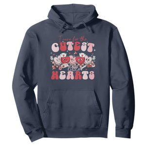 Nurse Valentine Gift Hoodie Care For Cutest Little Hearts TS10 Navy Print Your Wear