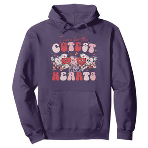 Nurse Valentine Gift Hoodie Care For Cutest Little Hearts TS10 Purple Print Your Wear