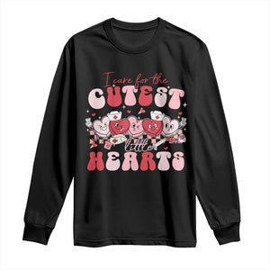 Nurse Valentine Gift Long Sleeve Shirt Care For Cutest Little Hearts TS10 Black Print Your Wear