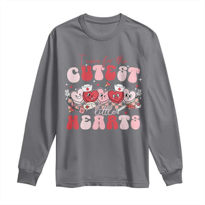 Nurse Valentine Gift Long Sleeve Shirt Care For Cutest Little Hearts TS10 Charcoal Print Your Wear