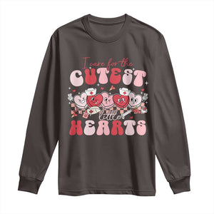 Nurse Valentine Gift Long Sleeve Shirt Care For Cutest Little Hearts TS10 Dark Chocolate Print Your Wear