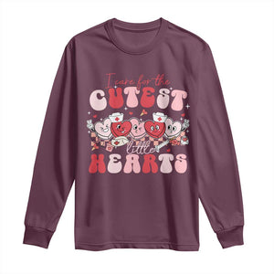 Nurse Valentine Gift Long Sleeve Shirt Care For Cutest Little Hearts TS10 Maroon Print Your Wear