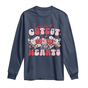 Nurse Valentine Gift Long Sleeve Shirt Care For Cutest Little Hearts TS10 Navy Print Your Wear