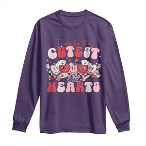 Nurse Valentine Gift Long Sleeve Shirt Care For Cutest Little Hearts TS10 Purple Print Your Wear