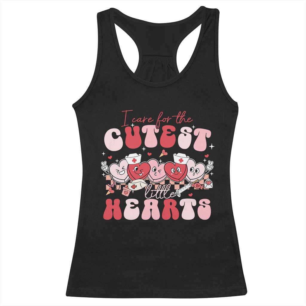 Nurse Valentine Gift Racerback Tank Top Care For Cutest Little Hearts TS10 Black Print Your Wear