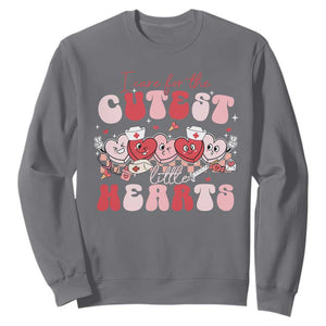 Nurse Valentine Gift Sweatshirt Care For Cutest Little Hearts TS10 Charcoal Print Your Wear