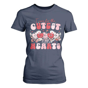 Nurse Valentine Gift T Shirt For Women Care For Cutest Little Hearts TS10 Navy Print Your Wear