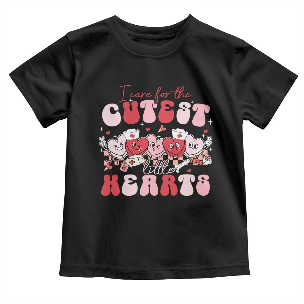 Nurse Valentine Gift Toddler T Shirt Care For Cutest Little Hearts TS10 Black Print Your Wear