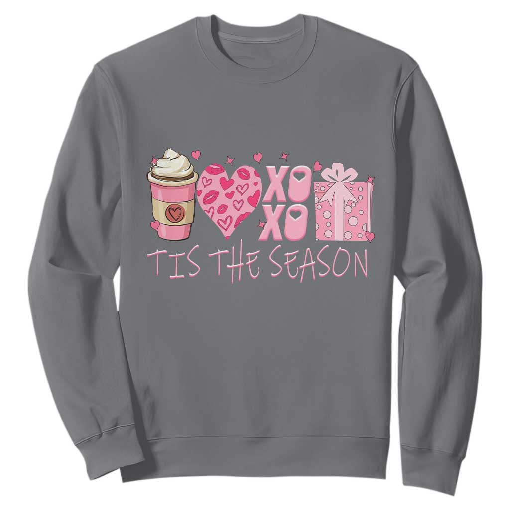 Valentine Coffee Sweatshirt Love Heart XOXO Cute Graphic Valentines Day TS10 Charcoal Print Your Wear