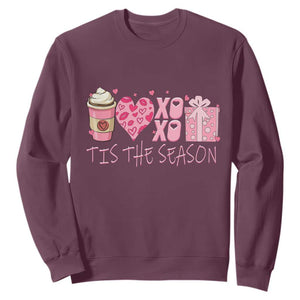 Valentine Coffee Sweatshirt Love Heart XOXO Cute Graphic Valentines Day TS10 Maroon Print Your Wear