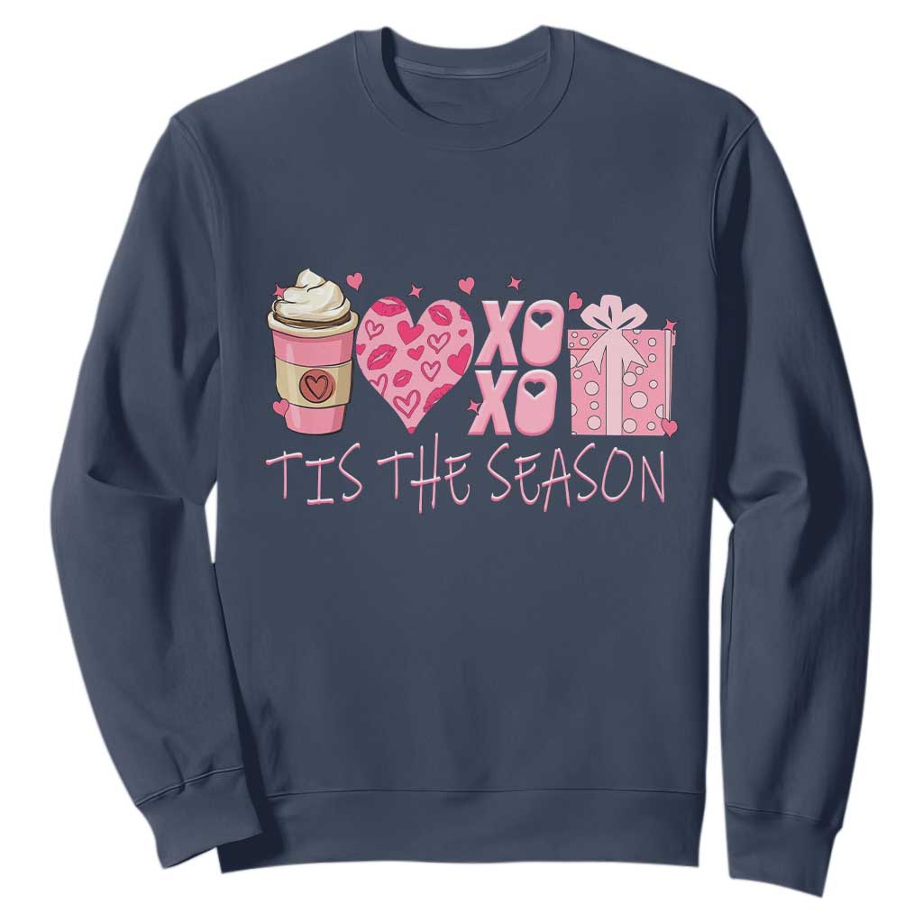 Valentine Coffee Sweatshirt Love Heart XOXO Cute Graphic Valentines Day TS10 Navy Print Your Wear