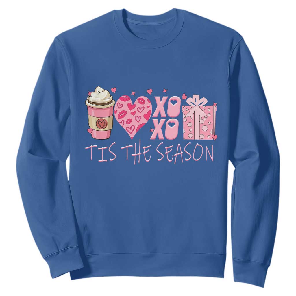Valentine Coffee Sweatshirt Love Heart XOXO Cute Graphic Valentines Day TS10 Royal Blue Print Your Wear