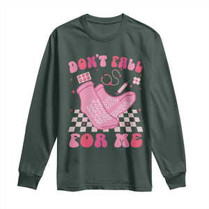 Funny Nurse Valentine Gift Long Sleeve Shirt Don't Fall For Me ER RN TS10 Dark Forest Green Print Your Wear