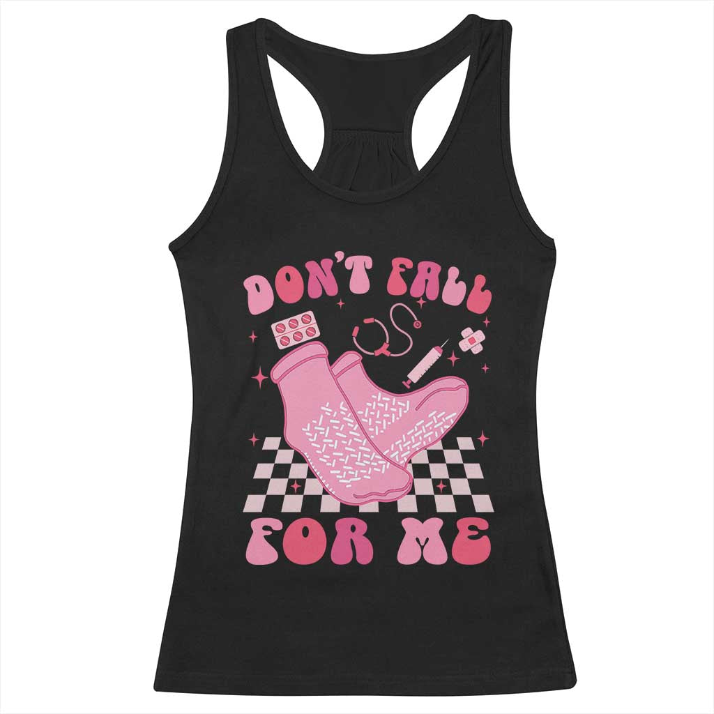 Funny Nurse Valentine Gift Racerback Tank Top Don't Fall For Me ER RN TS10 Black Print Your Wear