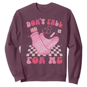 Funny Nurse Valentine Gift Sweatshirt Don't Fall For Me ER RN TS10 Maroon Print Your Wear