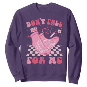 Funny Nurse Valentine Gift Sweatshirt Don't Fall For Me ER RN TS10 Purple Print Your Wear