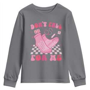 Funny Nurse Valentine Gift Youth Sweatshirt Don't Fall For Me ER RN TS10 Charcoal Print Your Wear