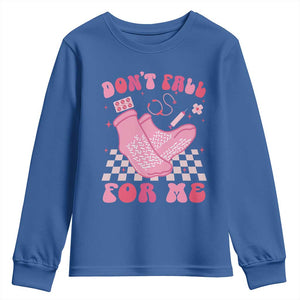 Funny Nurse Valentine Gift Youth Sweatshirt Don't Fall For Me ER RN TS10 Royal Blue Print Your Wear