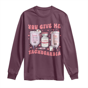 Nurse Valentine's Day Long Sleeve Shirt Pharmacist Critical Care ICU PICU Rn Pharmacy Tech Vday Gift TS10 Maroon Print Your Wear