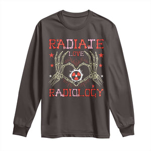 Valentines Radiology Long Sleeve Shirt Retro Rad Tech Skeleton Radiate Love Radiology TS10 Dark Chocolate Print Your Wear