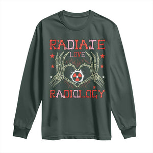 Valentines Radiology Long Sleeve Shirt Retro Rad Tech Skeleton Radiate Love Radiology TS10 Dark Forest Green Print Your Wear