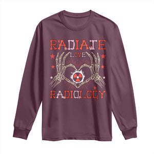 Valentines Radiology Long Sleeve Shirt Retro Rad Tech Skeleton Radiate Love Radiology TS10 Maroon Print Your Wear