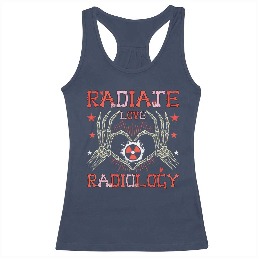 Valentines Radiology Racerback Tank Top Retro Rad Tech Skeleton Radiate Love Radiology TS10 Navy Print Your Wear