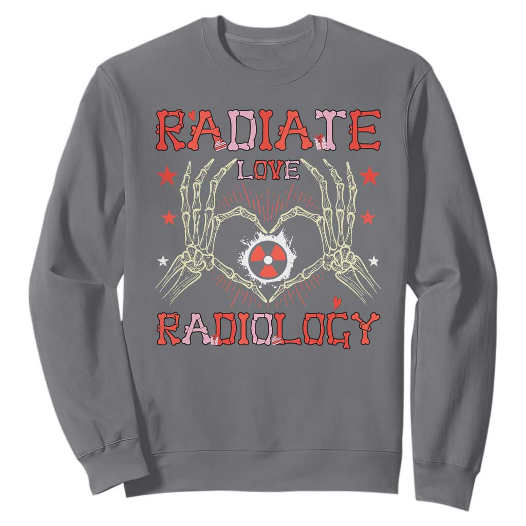 Valentines Radiology Sweatshirt Retro Rad Tech Skeleton Radiate Love Radiology TS10 Charcoal Print Your Wear