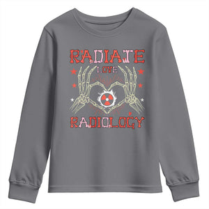 Valentines Radiology Youth Sweatshirt Retro Rad Tech Skeleton Radiate Love Radiology TS10 Charcoal Print Your Wear