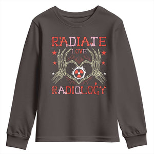 Valentines Radiology Youth Sweatshirt Retro Rad Tech Skeleton Radiate Love Radiology TS10 Dark Chocolate Print Your Wear