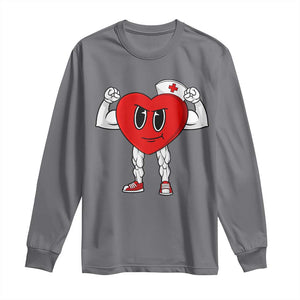 Heart Nurse Valentines Day Long Sleeve Shirt RN CNA ICU Cardiac Heart Anatomy TS10 Charcoal Print Your Wear