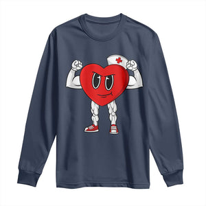 Heart Nurse Valentines Day Long Sleeve Shirt RN CNA ICU Cardiac Heart Anatomy TS10 Navy Print Your Wear