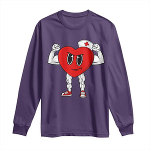 Heart Nurse Valentines Day Long Sleeve Shirt RN CNA ICU Cardiac Heart Anatomy TS10 Purple Print Your Wear