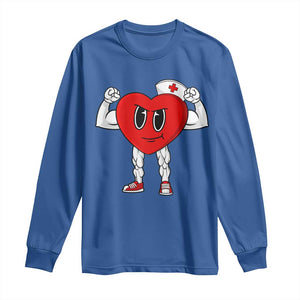 Heart Nurse Valentines Day Long Sleeve Shirt RN CNA ICU Cardiac Heart Anatomy TS10 Royal Blue Print Your Wear