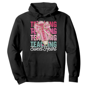 Teacher Valentine Coquette Bow Hoodie Teaching Sweethearts TS10 Black Print Your Wear