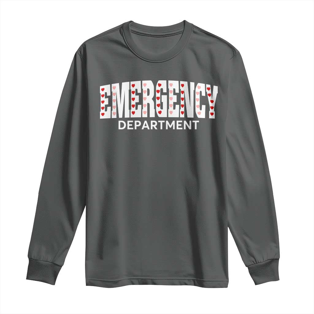 Emergency Department Long Sleeve Shirt Cute ER Nurse Gift TS10 Dark Heather Print Your Wear